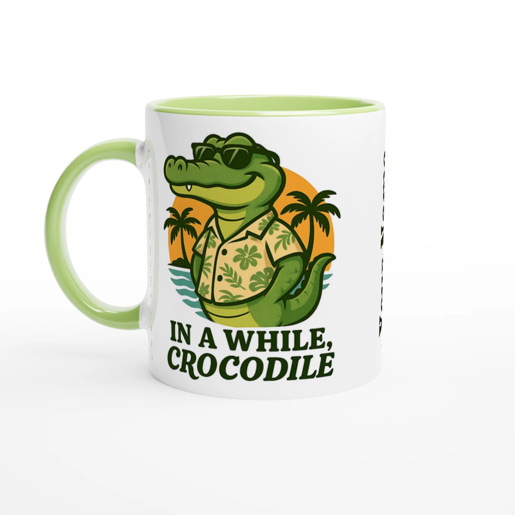 Personalised In A While, Crocodile 11oz Ceramic Mug Ceramic Green Personalised 11oz Mug animal Globally Fulfilled