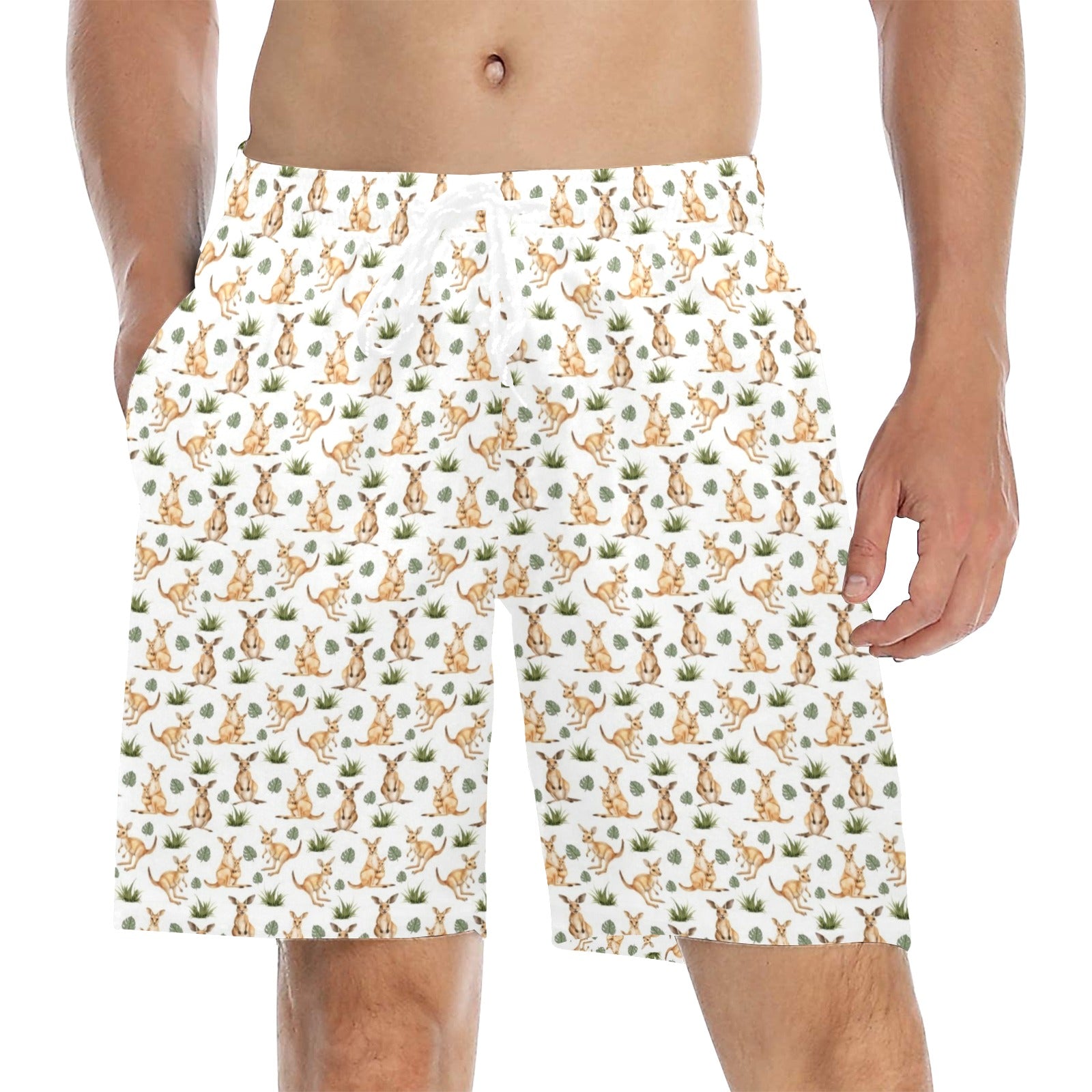 Kangaroos Men's Mid-Length Beach Shorts 5XL Men's Mid-Length Beach Shorts animal Printed Offshore