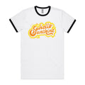 Hello Sunshine - Staple Ringer Tee White Black Ringer T-Shirt Printed In Australia Summer