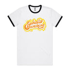 Hello Sunshine - Staple Ringer Tee White Black Ringer T-Shirt Printed In Australia Summer