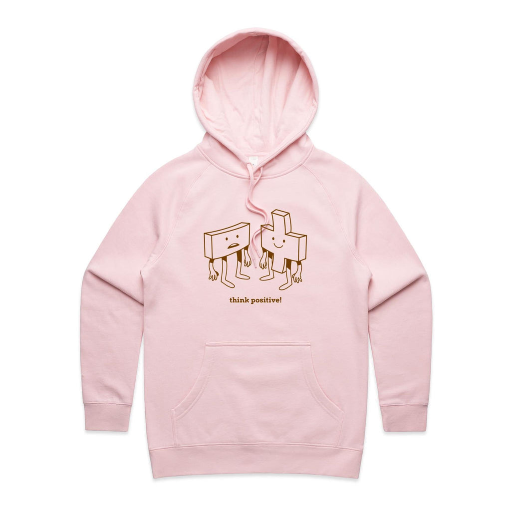 Think Positive, Maths - Womens Hoodie Pink Womens Hoodie Maths Printed In Australia