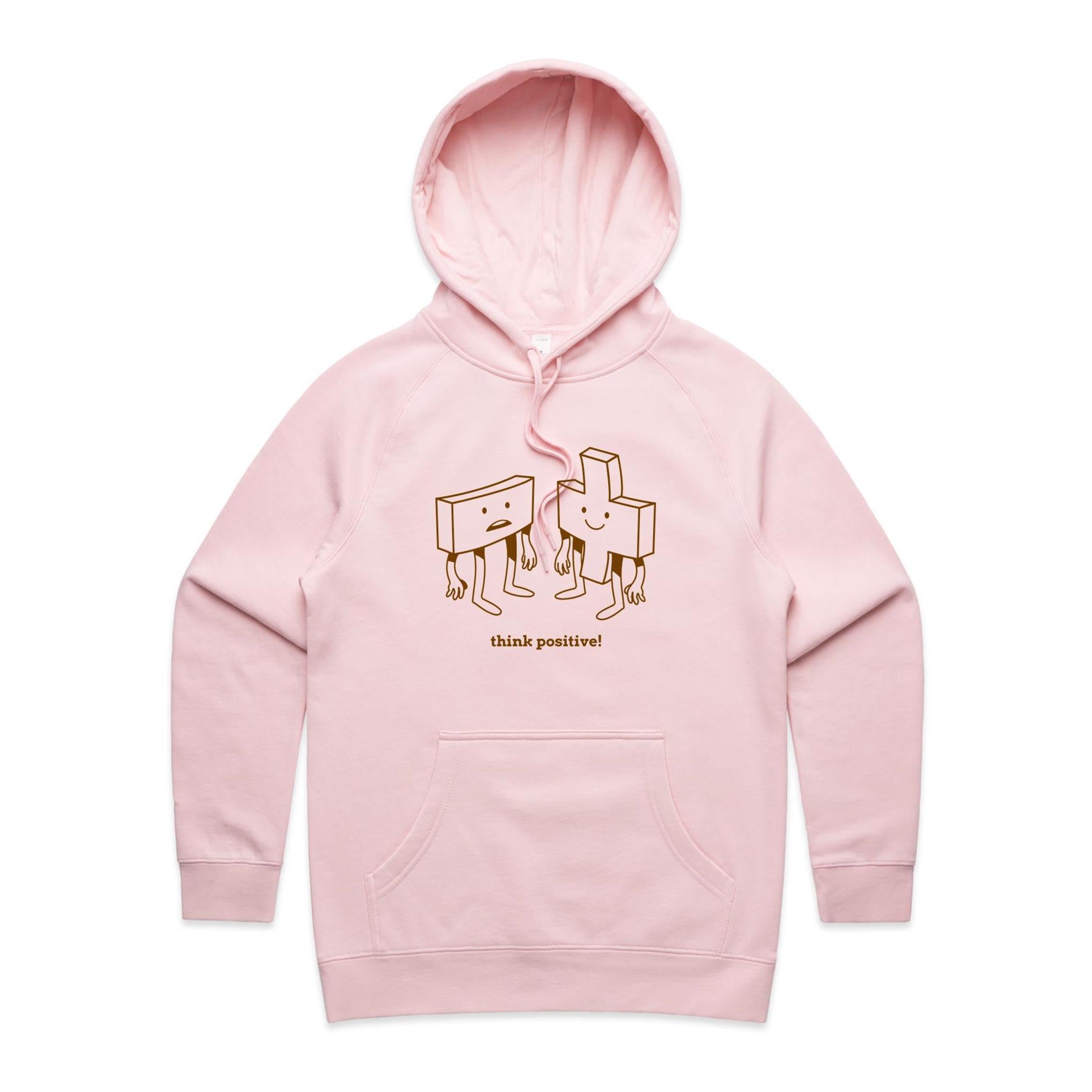 Think Positive, Maths - Womens Hoodie Pink Womens Hoodie Maths Printed In Australia
