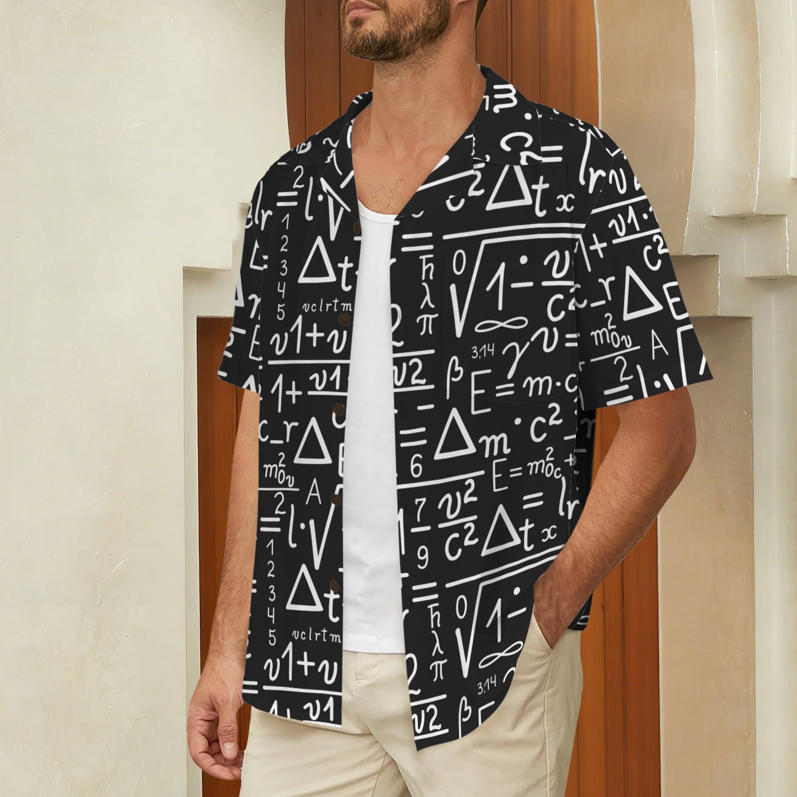 Mathematics Men's Short Sleeve Hawaiian Shirt Men's Hawaiian Shirt (New) Maths Printed Offshore