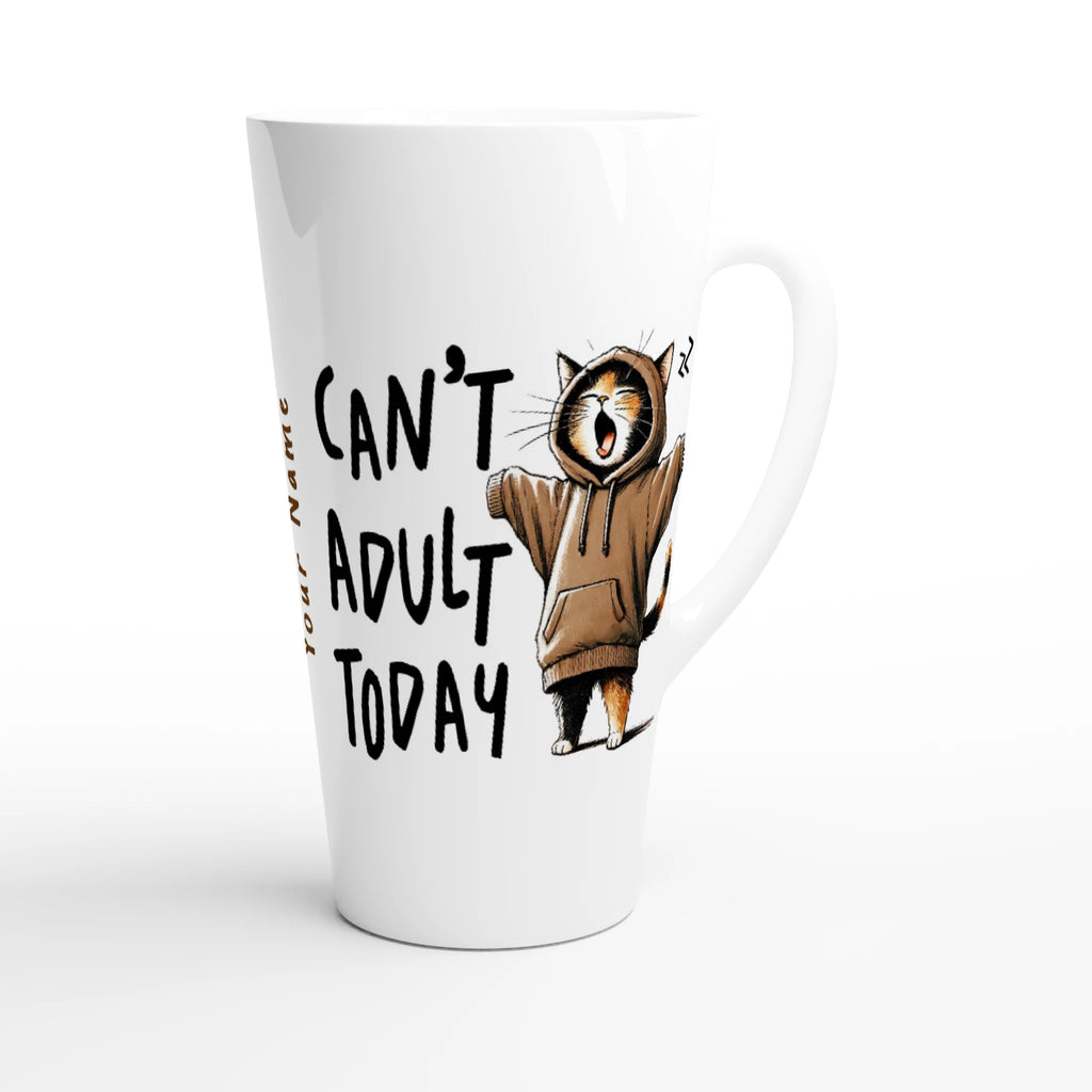 White Latte 17oz Ceramic MugPersonalise - Can't Adult Today - Personalised Latte Mug animal Globally Fulfilled