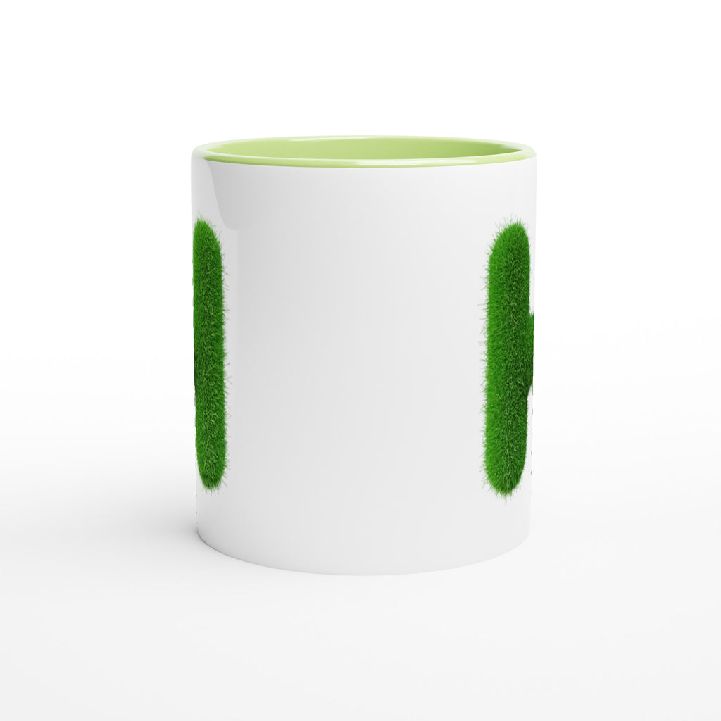 Personalised - Grass Initial - White 11oz Ceramic Mug with Color Inside Personalised 11oz Mug Customise Globally Fulfilled Name Personalise