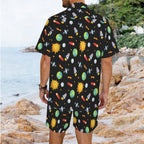 Busy Space Men's Hawaiian Shirt & Shorts Set Men's Hawaiian Shirt & Shorts Set Printed Offshore Space