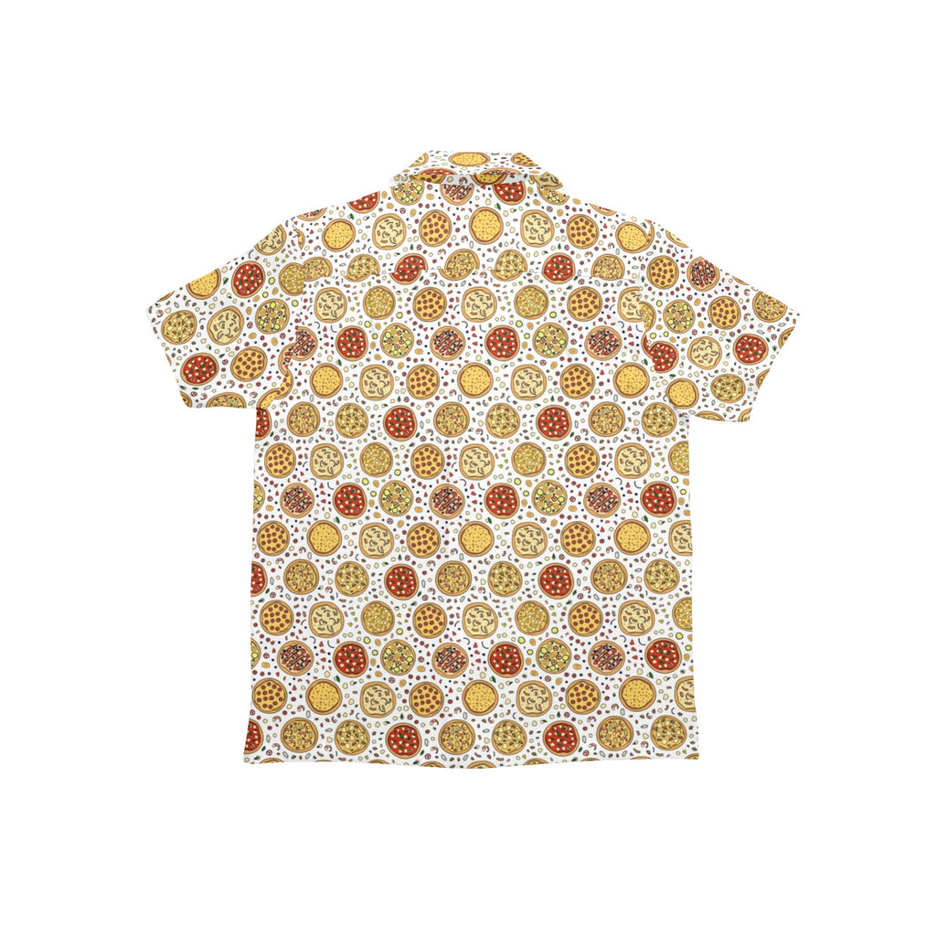 Round Pizzas On White Junior Kids Hawaiian Shirt