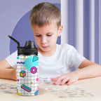 80's Grid - Kids Water Bottle with Chug Lid (12 oz)