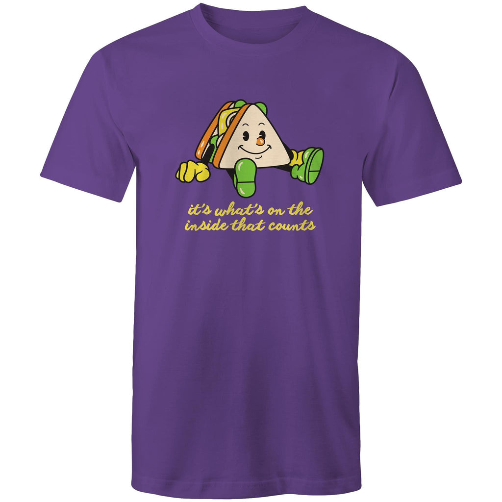 Sandwich, It's What's On The Inside That Counts - Mens T-Shirt Purple Mens T-shirt Food Printed In Australia
