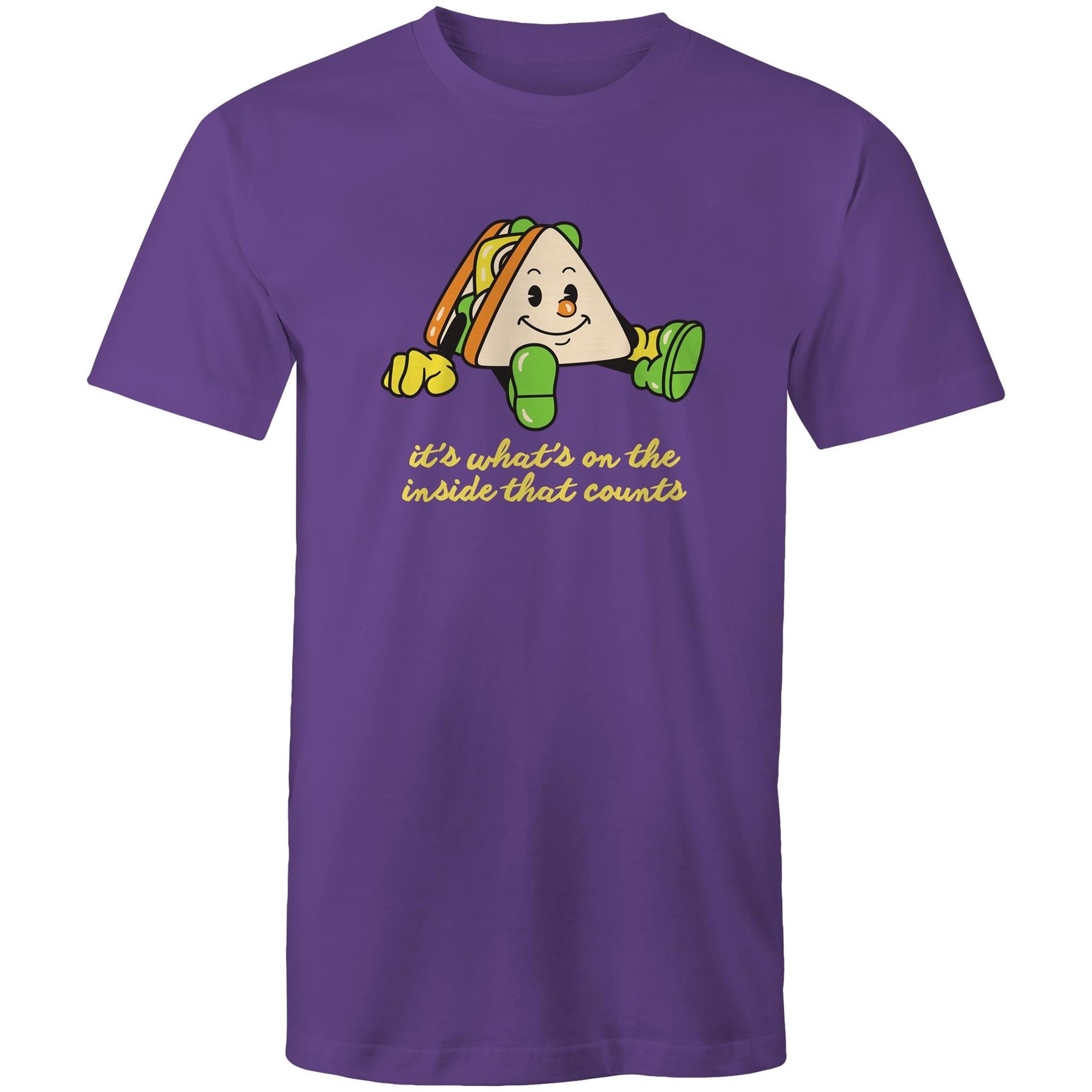 Sandwich, It's What's On The Inside That Counts - Mens T-Shirt Purple Mens T-shirt Food Printed In Australia