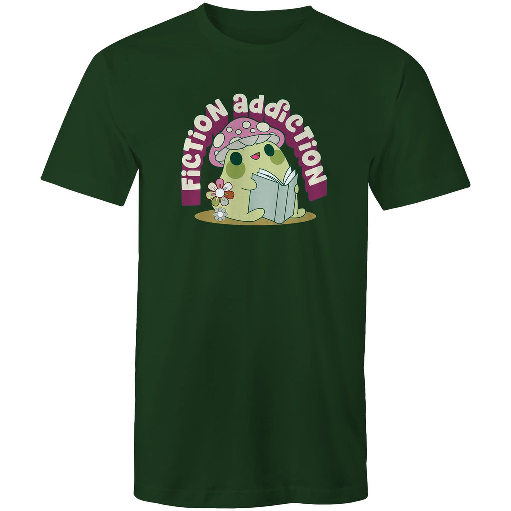 Fiction Addiction - Mens T-Shirt Forest Green Mens T-shirt Printed In Australia Reading