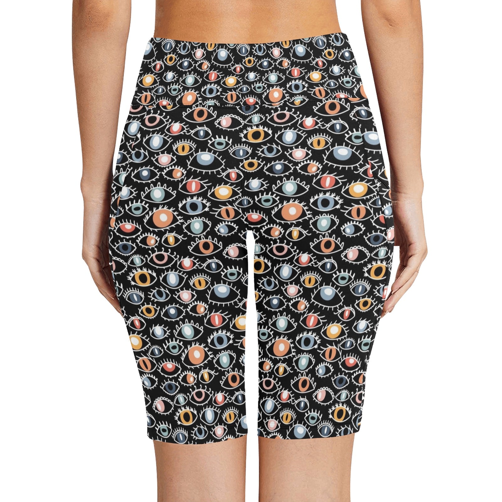 Eyes On Black Women's Bike Shorts With Side Pockets