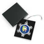 Personalised - Surf Santa - Christmas Pewter Snowflake Ornament