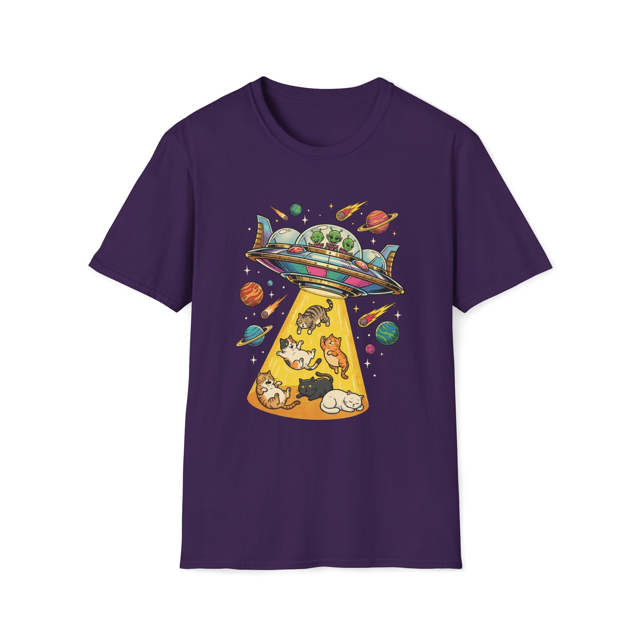 UFO Cat Abduction Unisex T-Shirt Unisex Adult T-shirt animal Globally Fulfilled Sci Fi