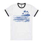Surf Beach - Staple Ringer Tee White Black Ringer T-Shirt Printed In Australia Summer Surf