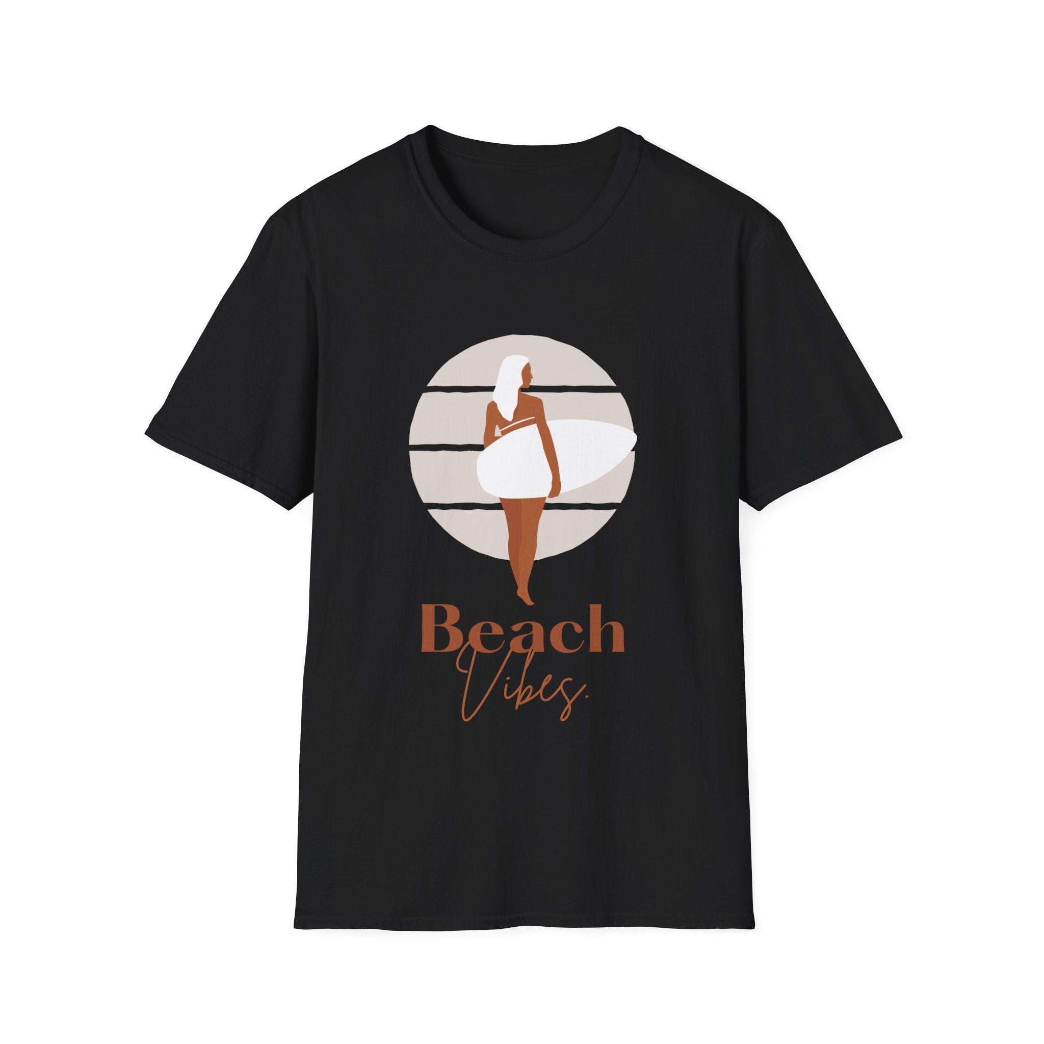 Beach Vibes Woman With Surfboard - Unisex Softstyle T-Shirt
