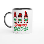 Christmas Gnome, Season's Greetings - White 11oz Ceramic Mug with Colour Inside Ceramic Black Christmas Colour Mug Christmas Globally Fulfilled