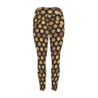 Round Pizzas On Black Women's High Waist Pockets Yoga Leggings Women's High Waist Pockets Yoga Leggings Food Printed Offshore