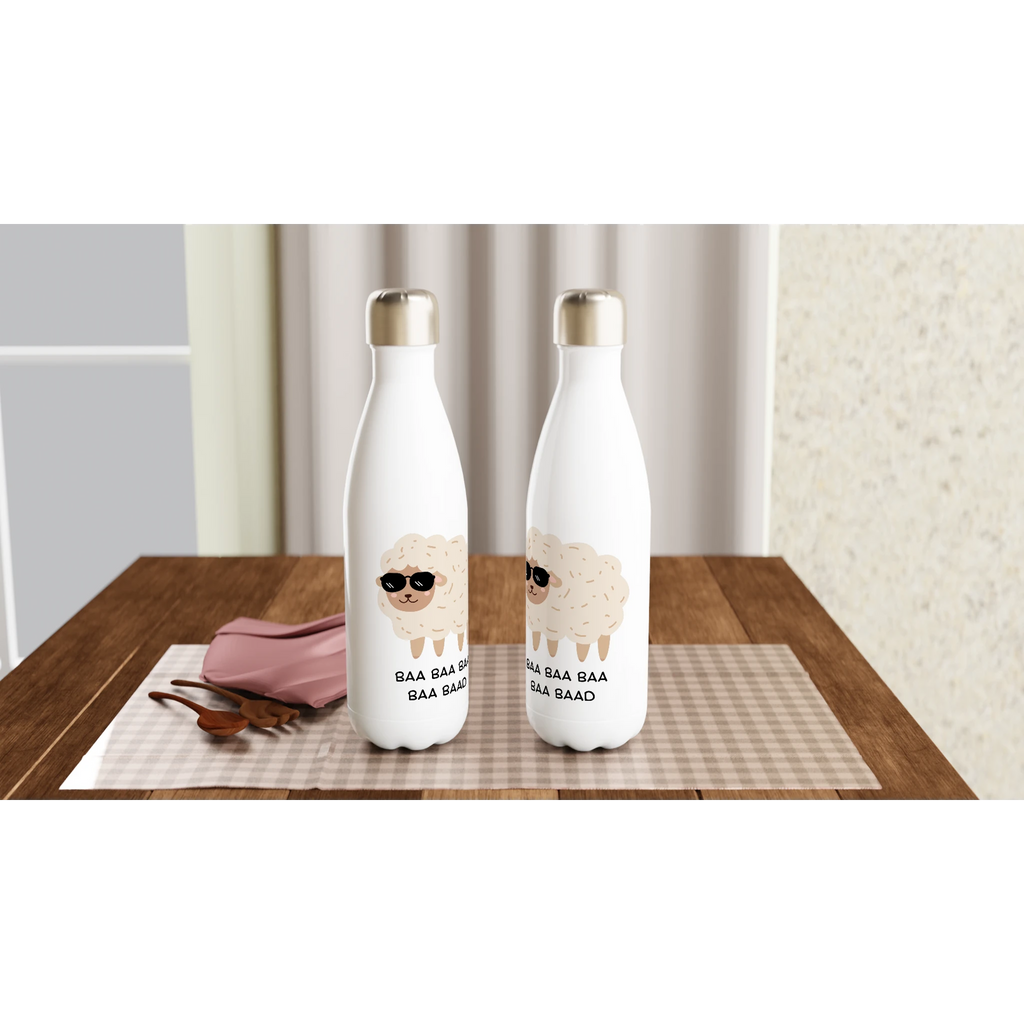 Baa Baa Baa Baa Baad - White 17oz Stainless Steel Water Bottle White Water Bottle animal Globally Fulfilled