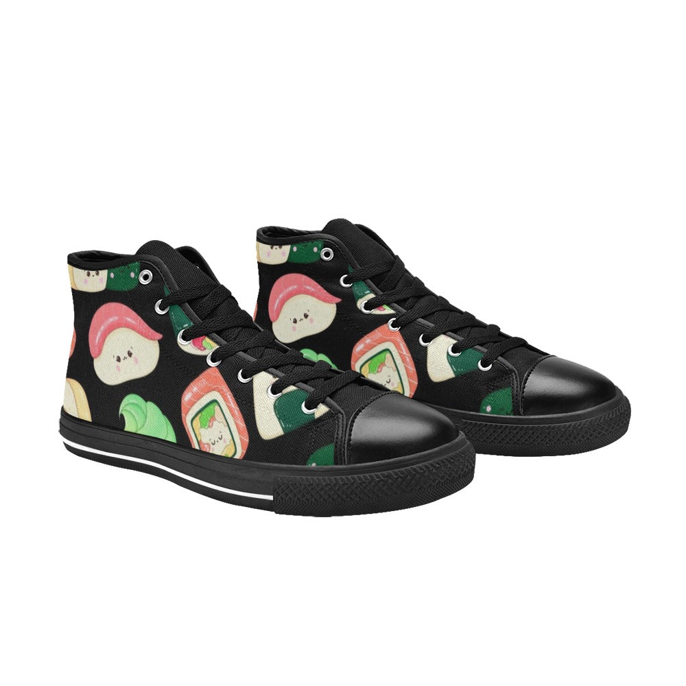 Happy Sushi - Kids High Top Canvas Shoes