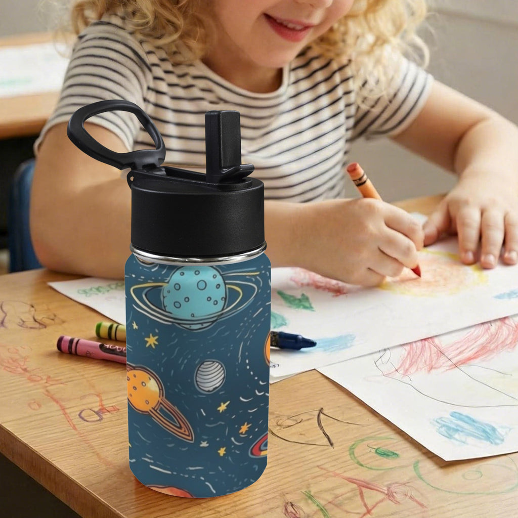Galaxy 12oz Kids Water Bottle with Straw Lid