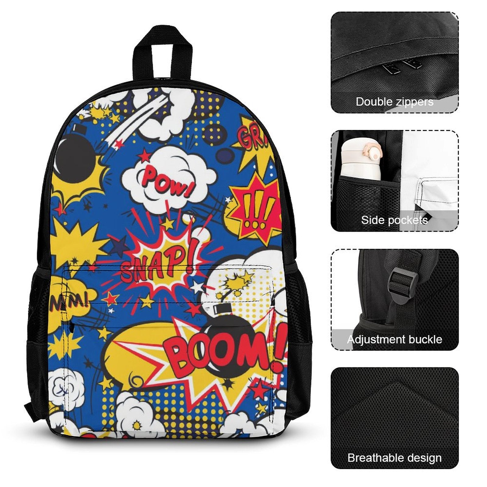 Blue Comic Book - Three Piece Backpack Set