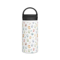 Paw Print Stainless Steel Water Bottle, Handle Lid White 12oz Stainless Steel Water Bottle With Handle Lid animal Globally Fulfilled