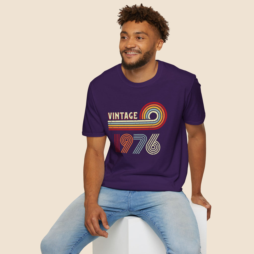Turning 50, Vintage 1976 Unisex Softstyle T-Shirt Purple T-Shirt Australian Printer Birthday Retro