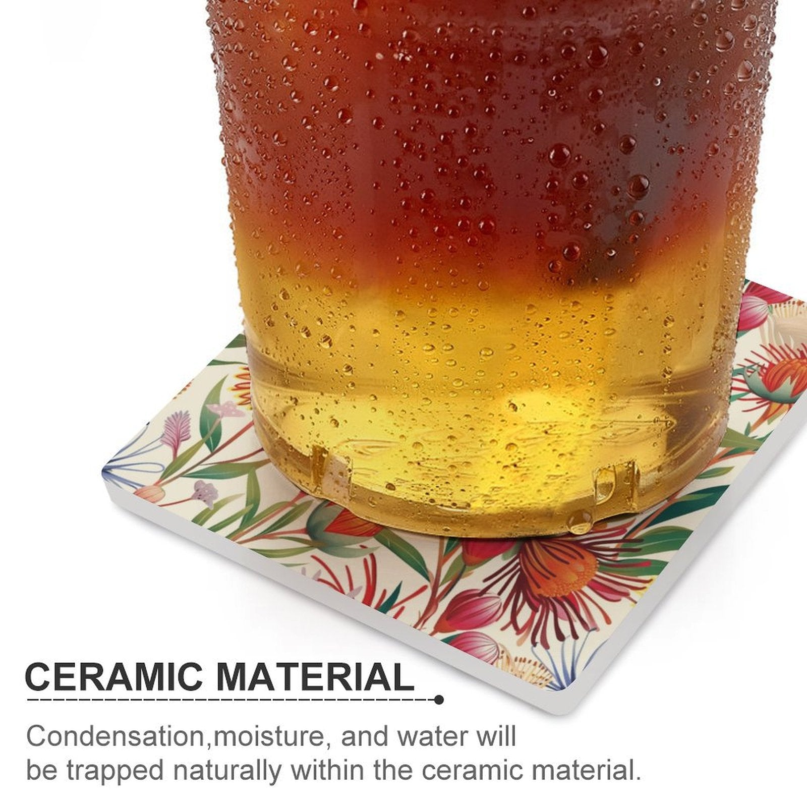 Australian Flora - Ceramic Coasters (Square) Ceramic Coasters Plants Printed Offshore