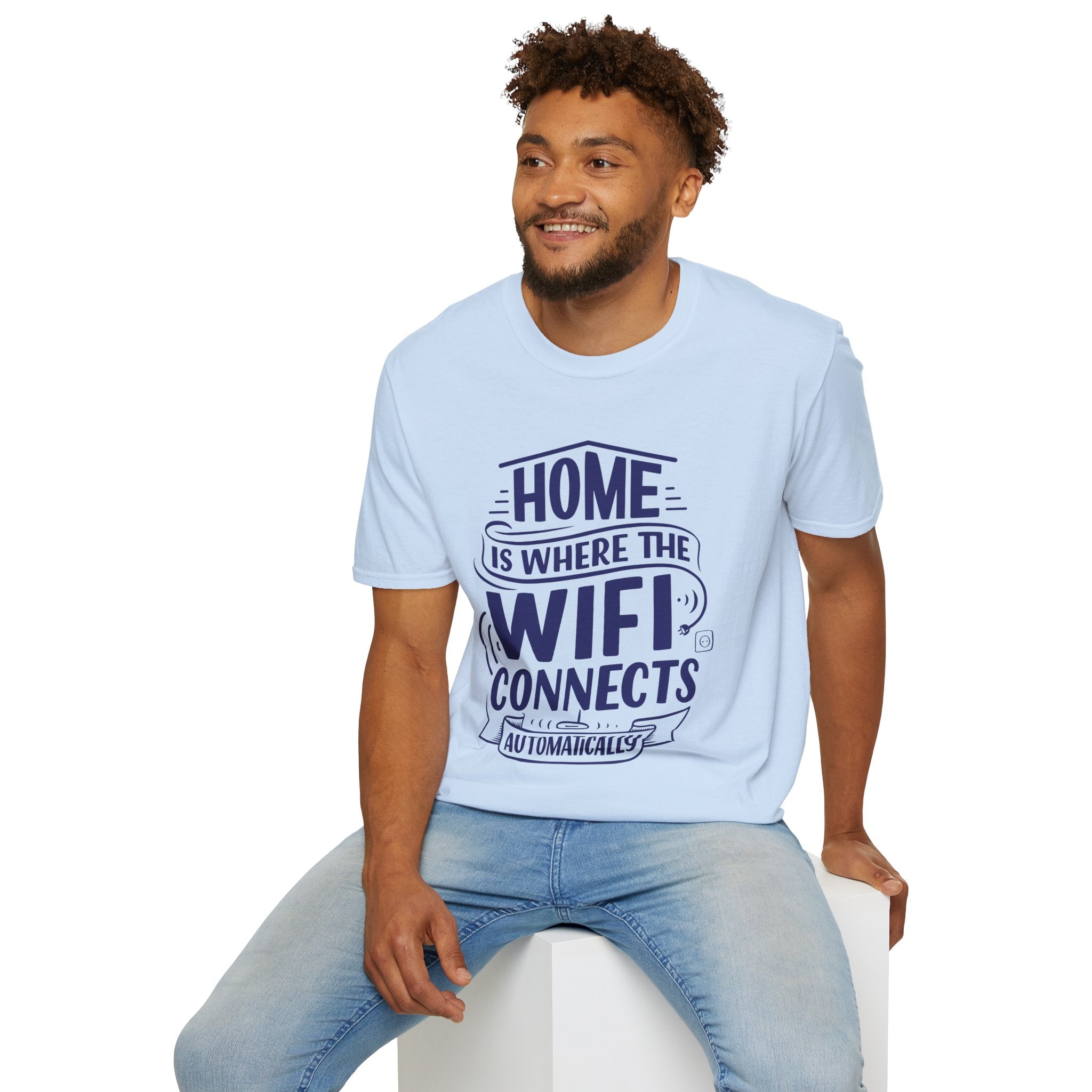 Home Is Where The WIFI Connects Automatically - Unisex Softstyle T-Shirt
