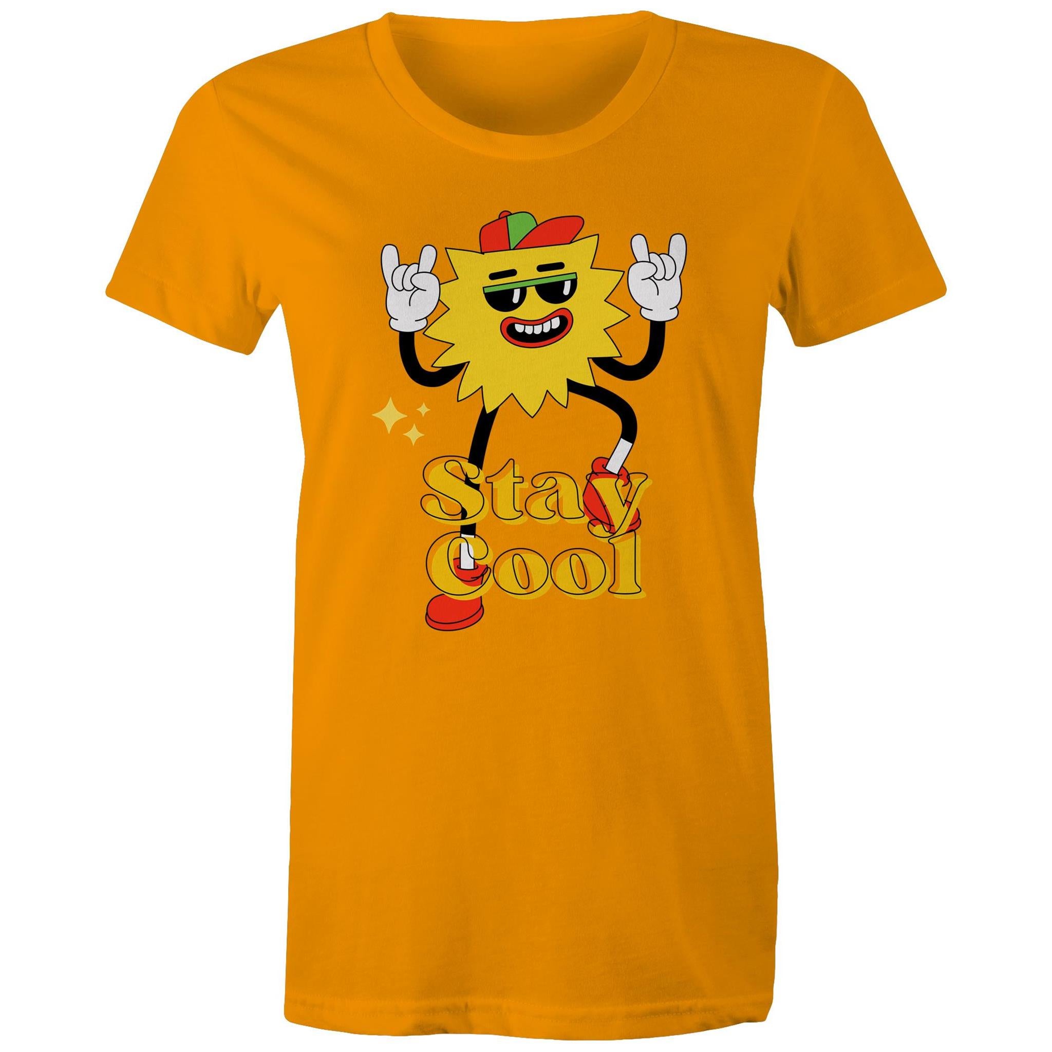 Stay Cool - Womens T-shirt Orange Womens T-shirt Printed In Australia