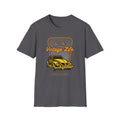 Live The Vintage Life, Car Unisex Softstyle T-Shirt Charcoal Unisex Adult T-shirt Australian Printer Retro