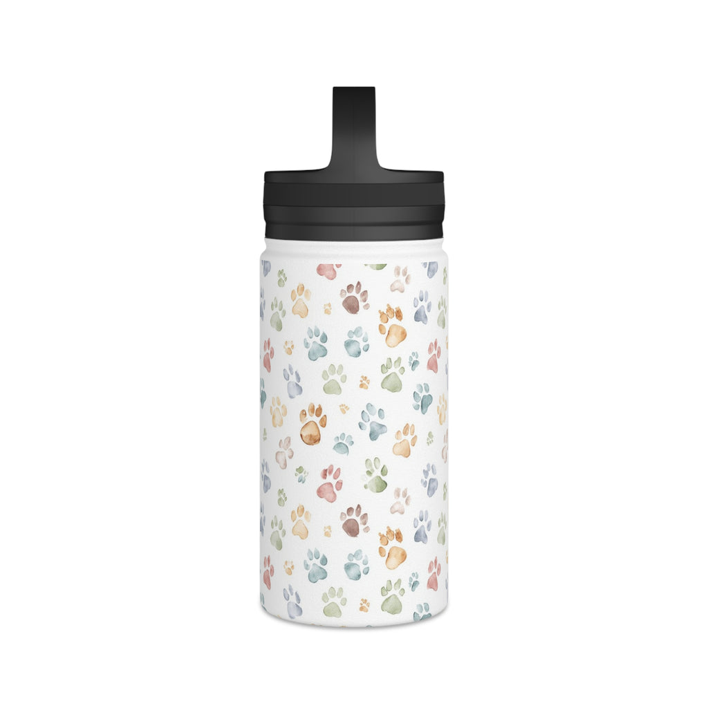 Paw Print Stainless Steel Water Bottle, Handle Lid Stainless Steel Water Bottle With Handle Lid animal Globally Fulfilled