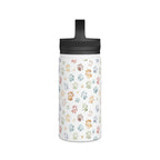 Paw Print Stainless Steel Water Bottle, Handle Lid Stainless Steel Water Bottle With Handle Lid animal Globally Fulfilled