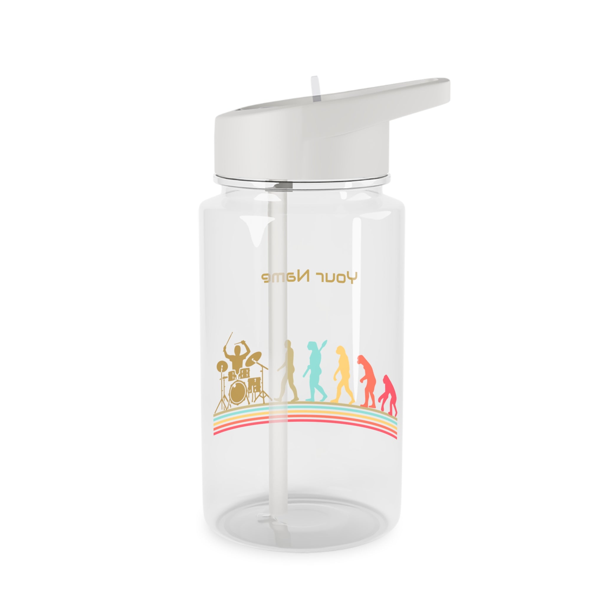 Personalised - Drummer Evolution - Clear Tritan Water Bottle