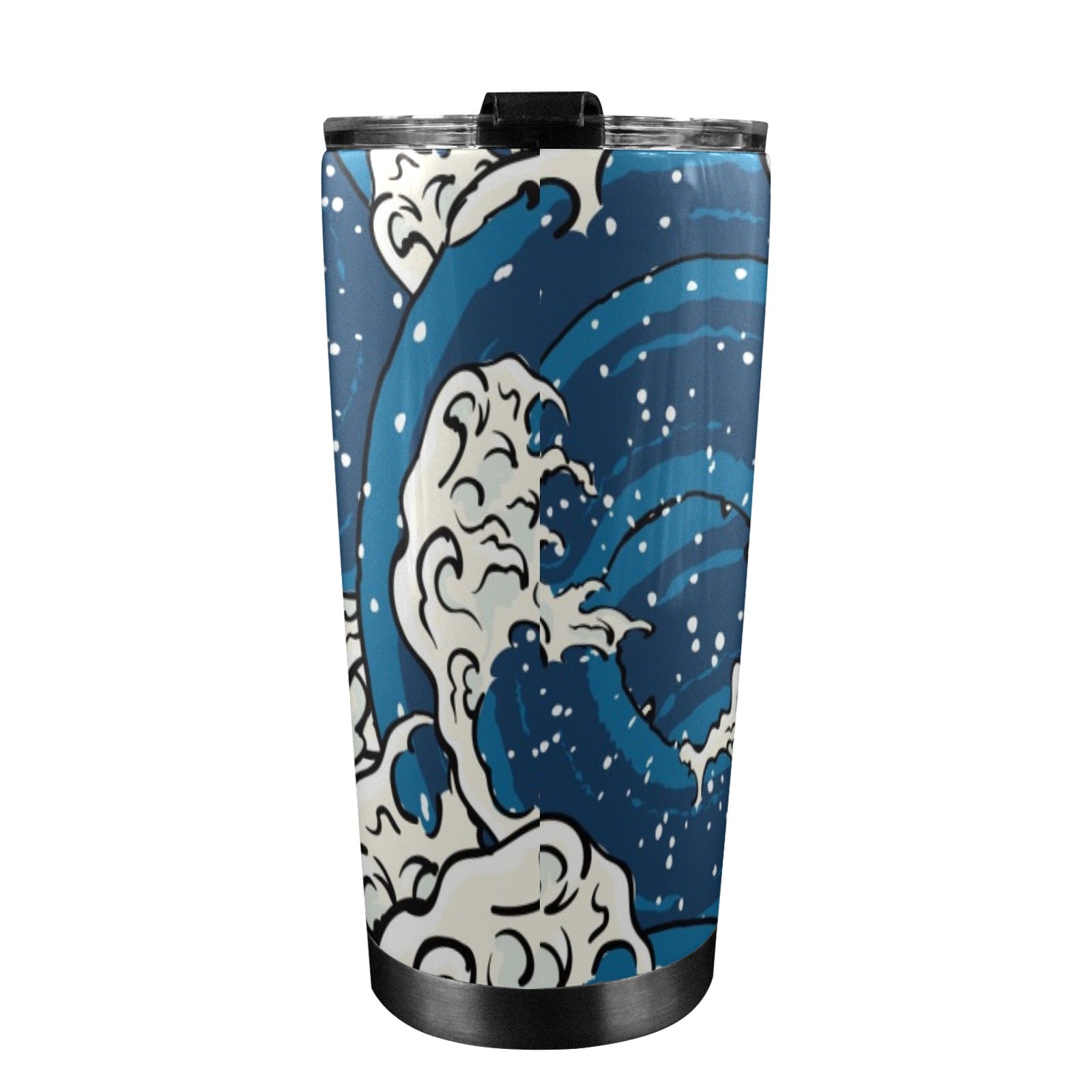 Waves - 20oz Mobile Tumbler with Lid (Black Lock) 20oz Travel Mug Printed Offshore Surf