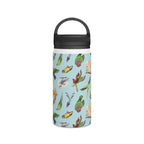 Parrots, Beautiful Colourful Birds Stainless Steel Water Bottle, Handle Lid Stainless Steel Water Bottle With Handle Lid Birds Globally Fulfilled