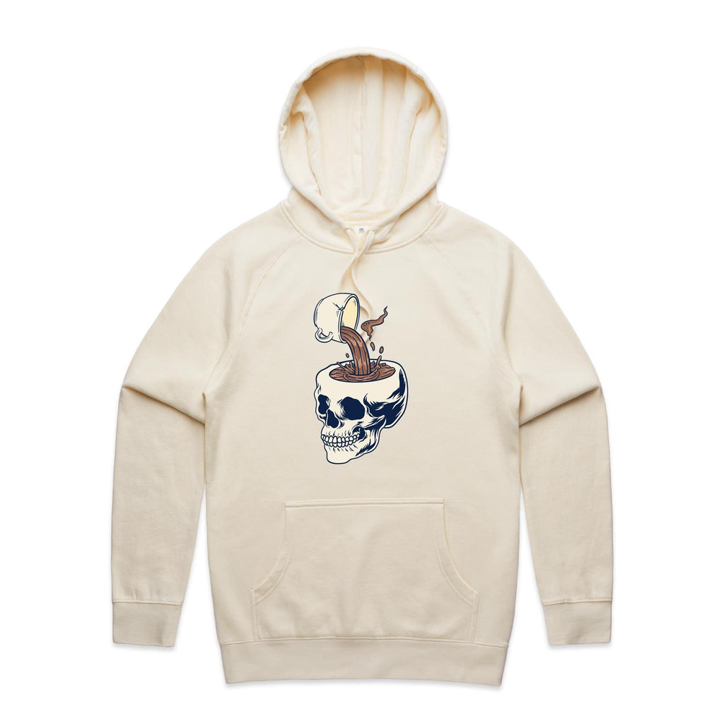 Coffee Skull - Mens Hoodie Ecru Mens Hoodie Coffee Printed In Australia