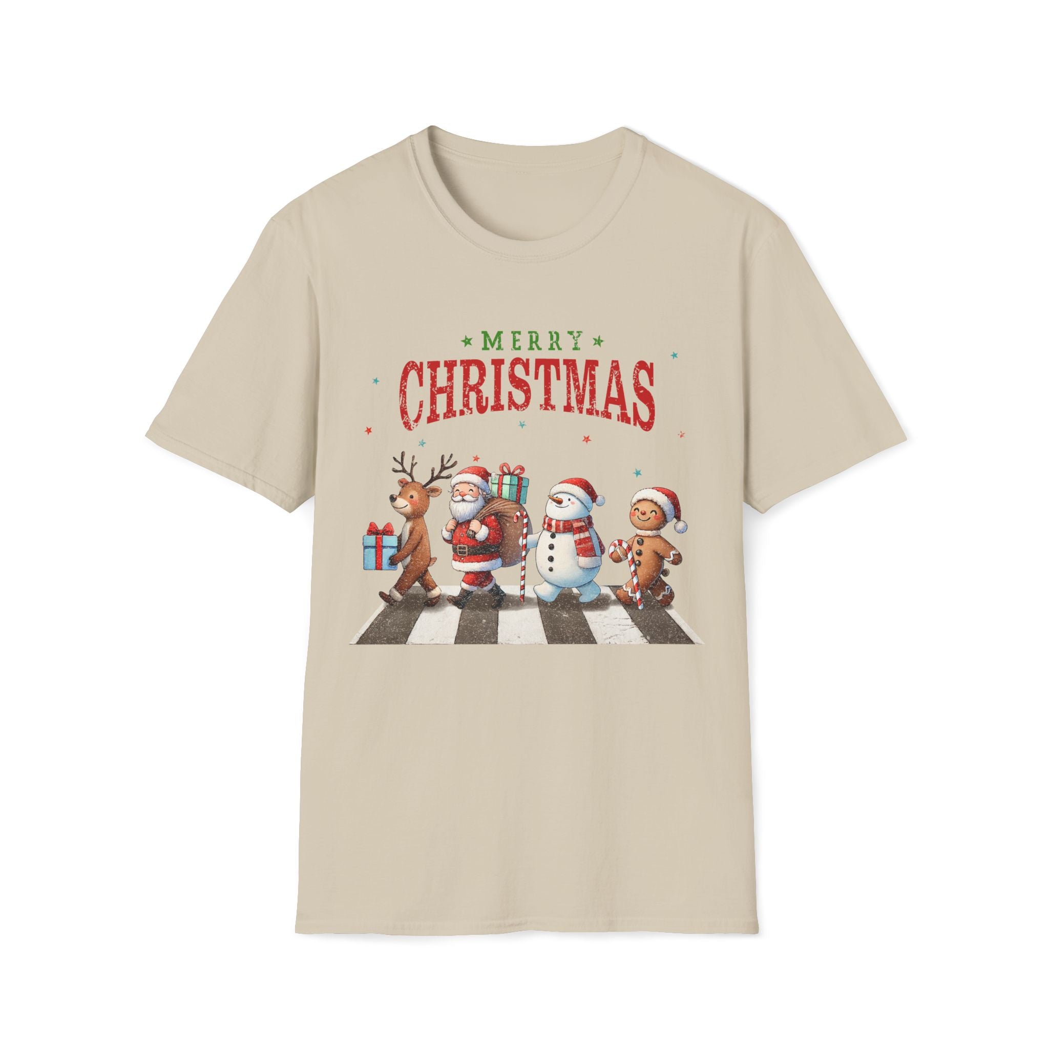 Fab Four Of Christmas Crossing The Road - Unisex Softstyle T-Shirt