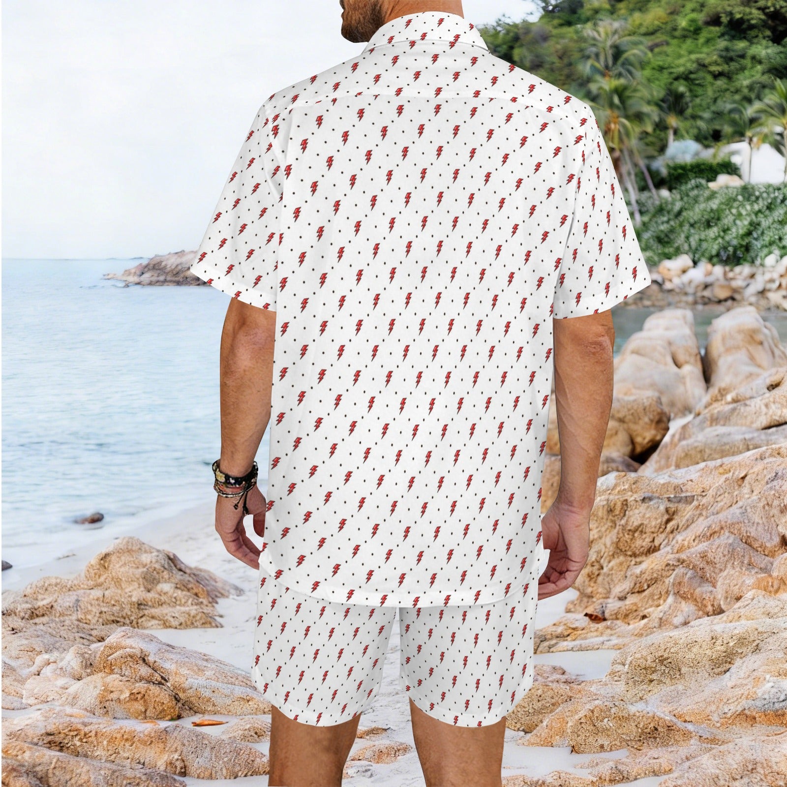 Red Lightning - Men's Hawaiian Shirt & Shorts Set