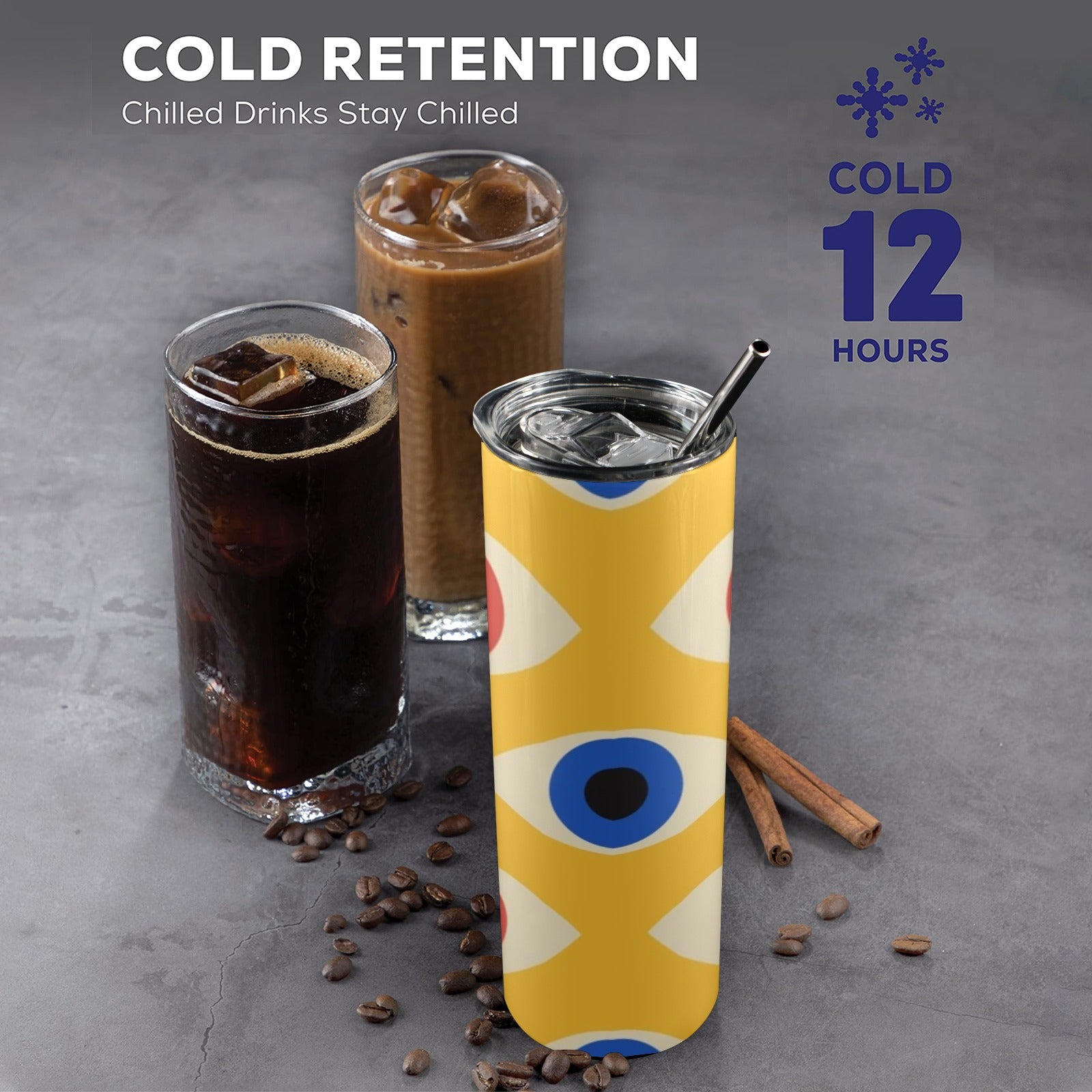 Eyes on Yellow - 20oz Tall Skinny Tumbler with Lid and Straw