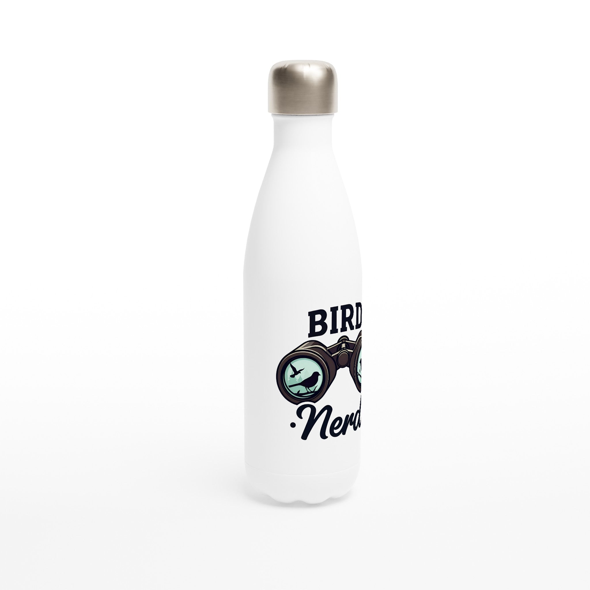 Bird Nerd - White 17oz Stainless Steel Water Bottle White Water Bottle animal Globally Fulfilled
