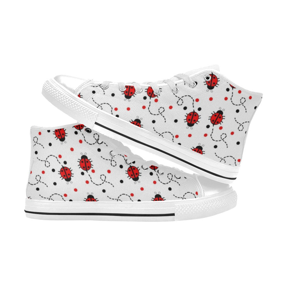 Ladybugs On The Move - Kids High Top Canvas Shoes