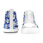 Blue Hawaiian Floral - Men's High Top Canvas Shoes