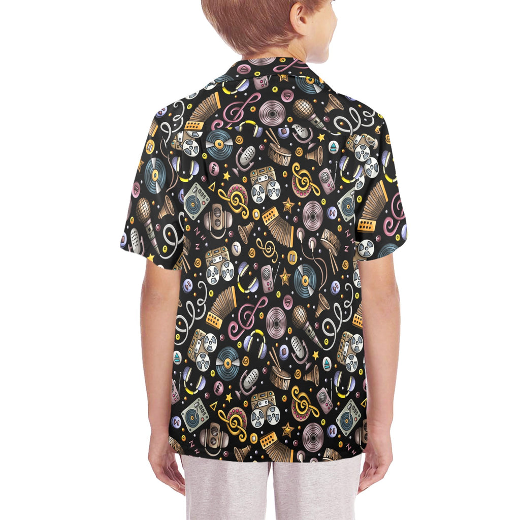 Retro Music Mix - Senior Kids Hawaiian Shirt