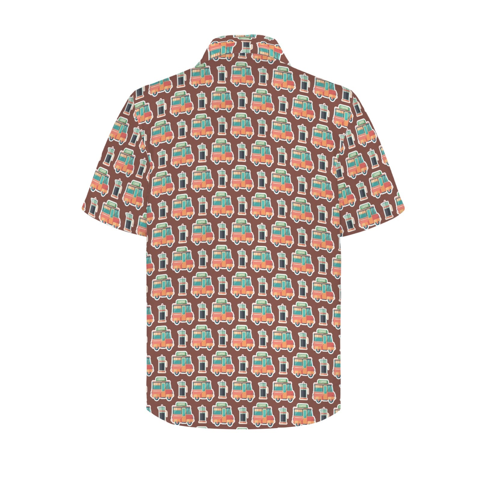 Coffee Van Men's Short Sleeve Hawaiian Shirt Men's Hawaiian Shirt (New) Coffee Printed Offshore