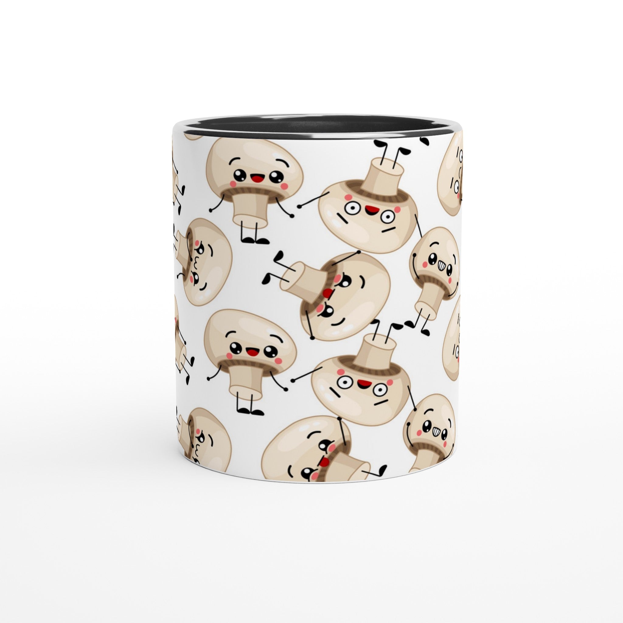 Cute Mushrooms - White 11oz Ceramic Mug with Colour Inside Colour 11oz Mug Globally Fulfilled