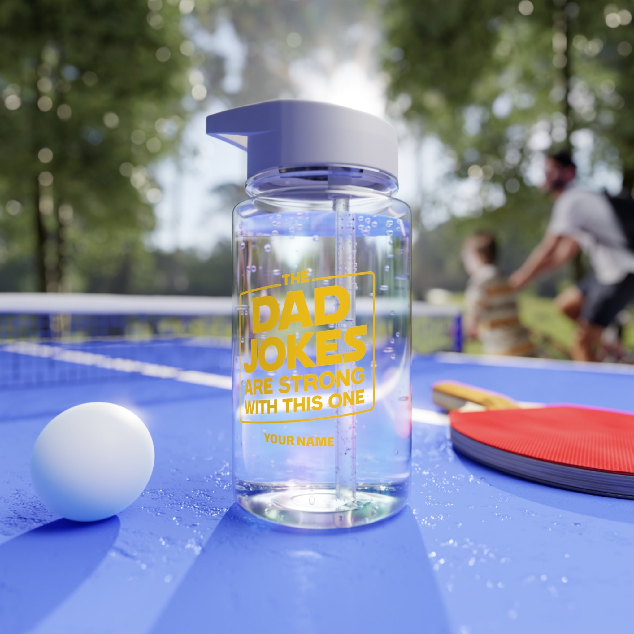 Personalised - The Dad Jokes Are Strong With This One - Clear Tritan Water Bottle
