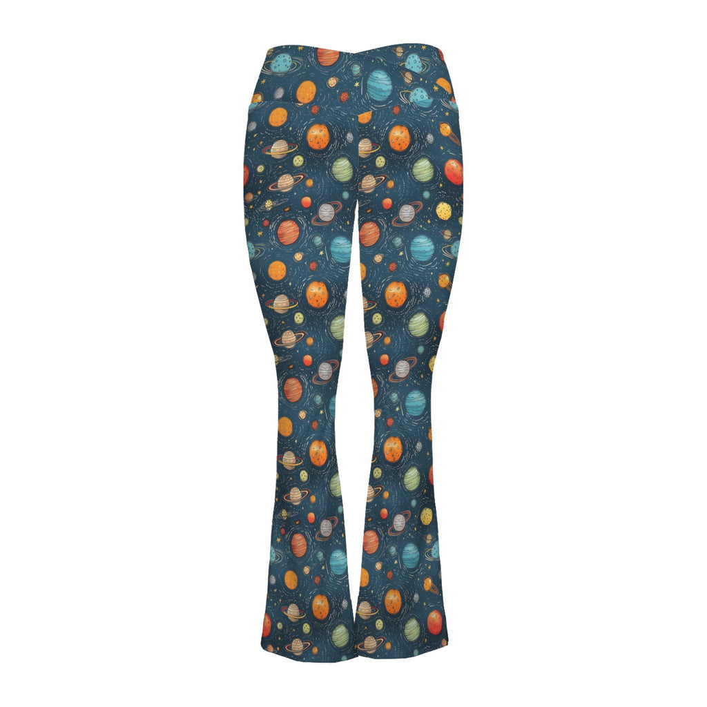 Galaxy High Waist Crossover Tummy Control Flare Leggings High Waist Flare Leggings Printed Offshore Space