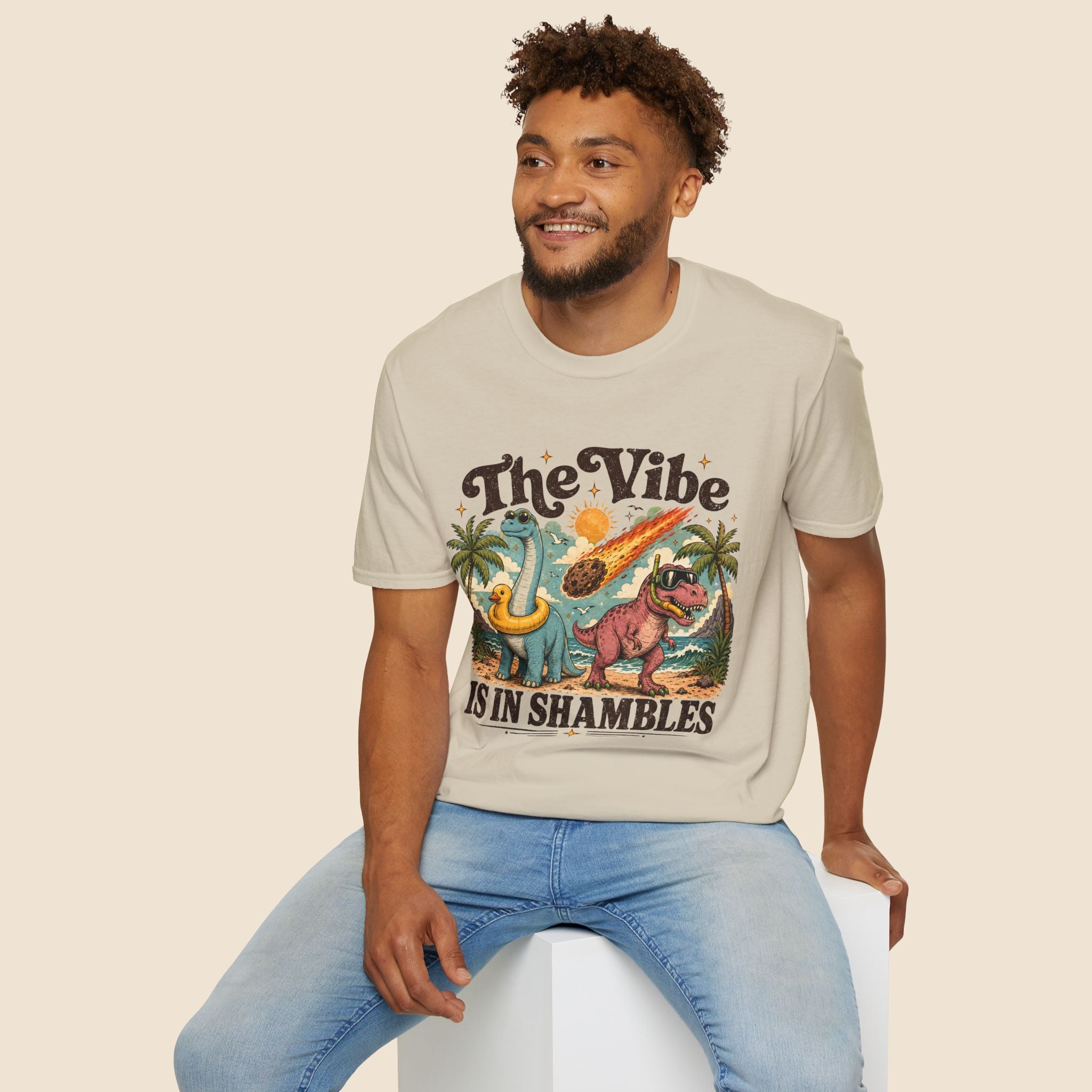 The Vibe Is In Shambles Dinosaur Extinction Unisex T-Shirt Unisex Adult T-shirt animal Globally Fulfilled